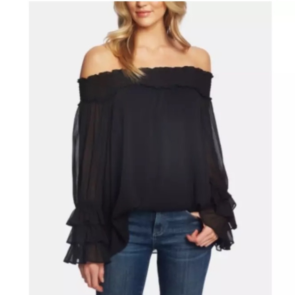 Cece by Cynthia Rowley Black Off-Shoulder Women's Top- worn twice